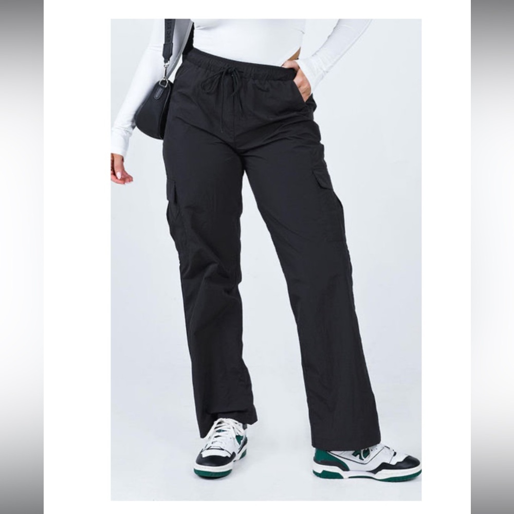 Princess Polly Black Flossie Parachute Pants